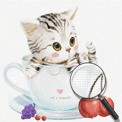 Katze in der Tasse Diamond Painting