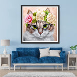 Katze mit Blumen Diamond Painting