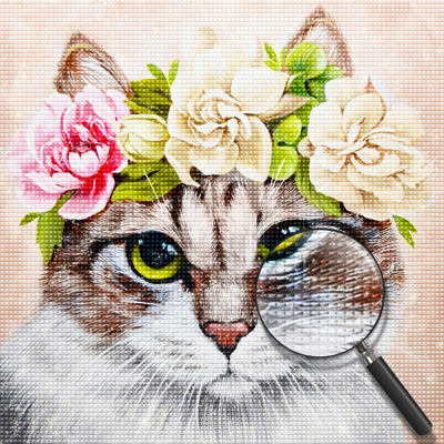 Katze mit Blumen Diamond Painting