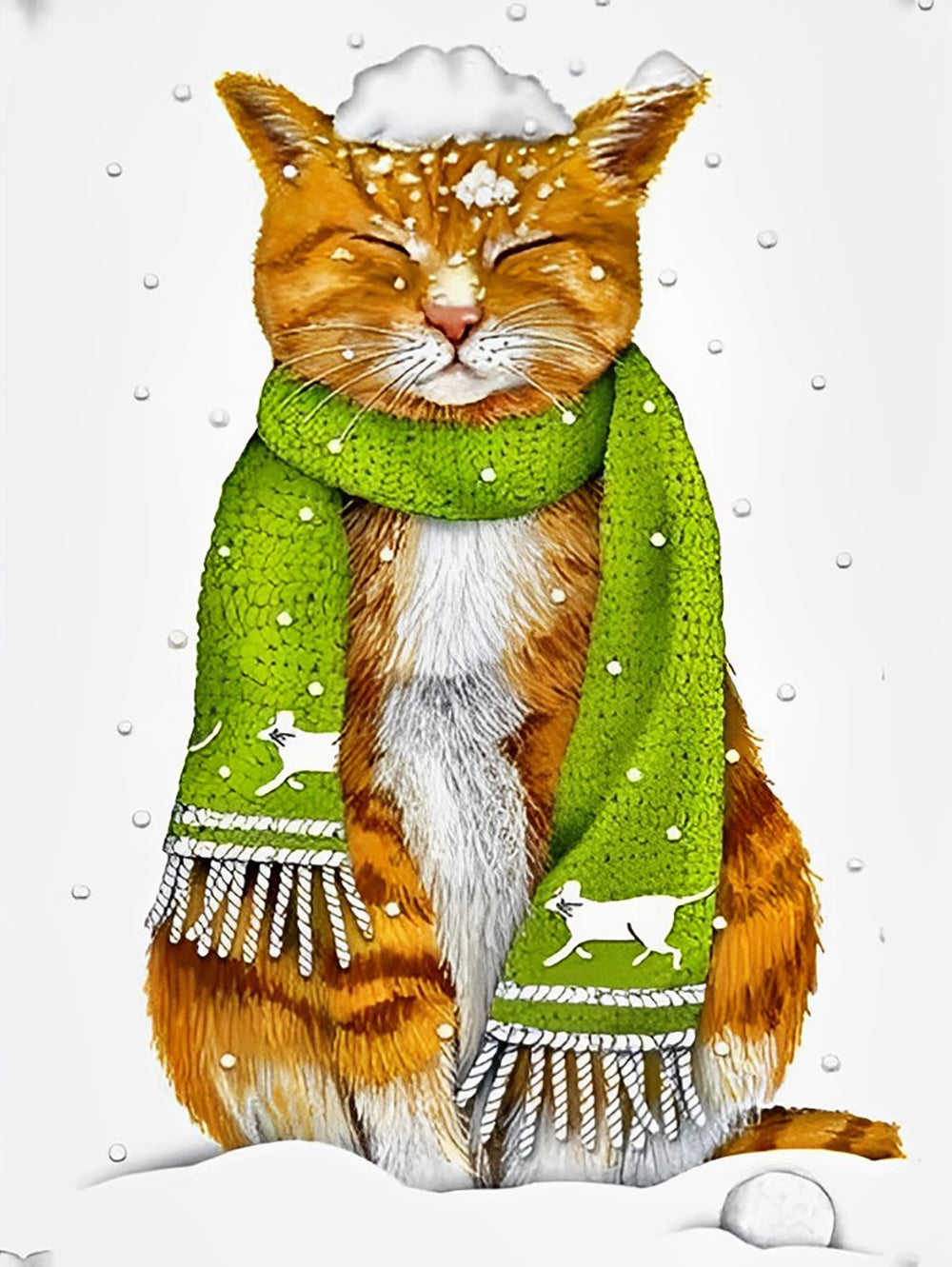 Katze mit einem grünen Schal Diamond Painting