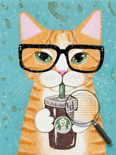 Katze mit Kaffee Diamond Painting