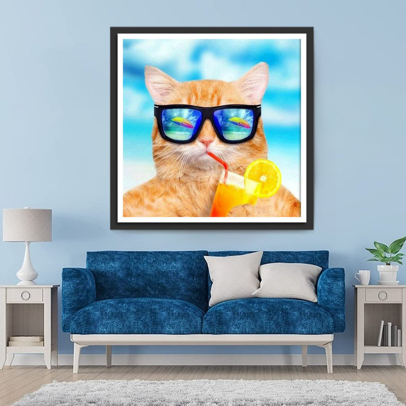 Katze mit Sonnenbrille Diamond Painting