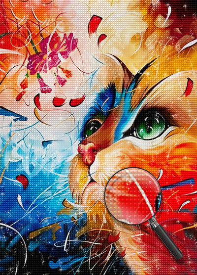 Katze und Blume Diamond Painting