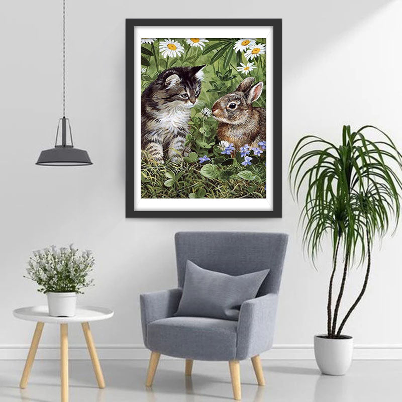 Katze und Kaninchen Diamond Painting