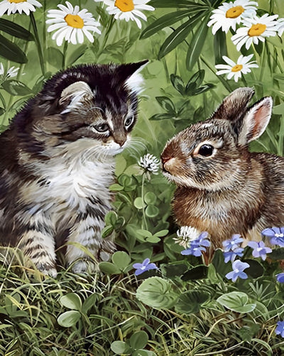 Katze und Kaninchen Diamond Painting