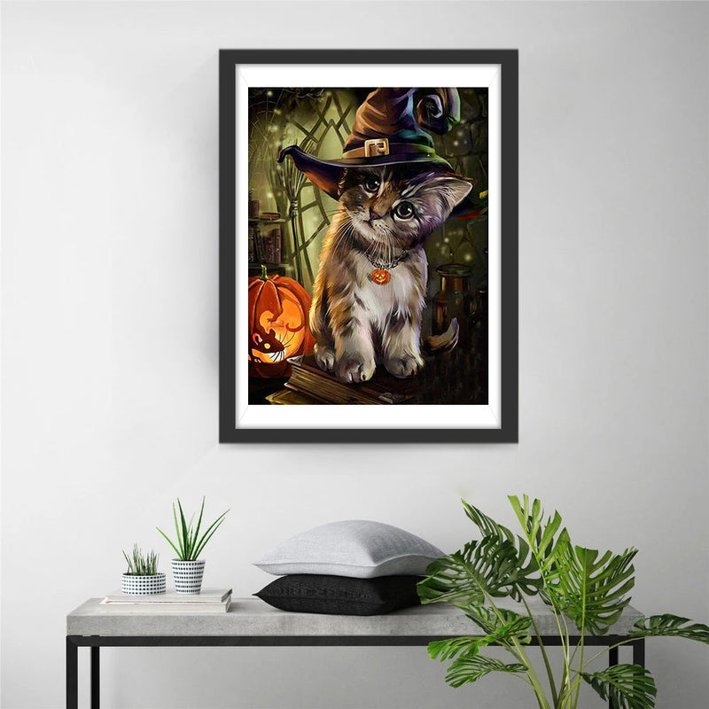 Katze und Kürbislaterne Diamond Painting