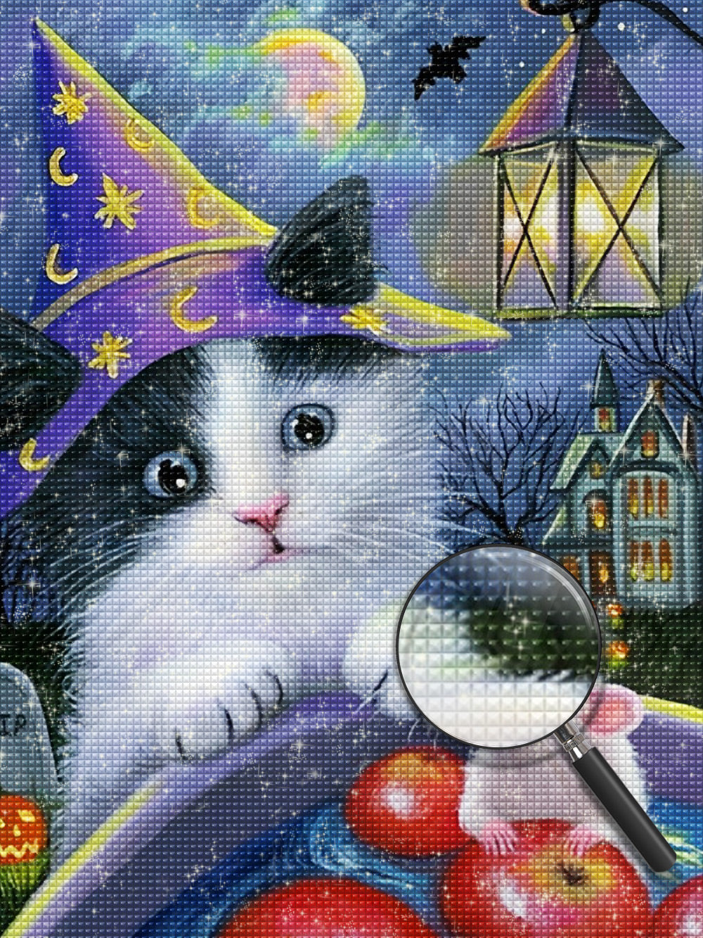 Katze und Ratte an Halloween Diamond Painting