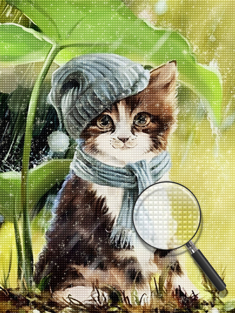 Katze unter den Lotusblättern Diamond Painting