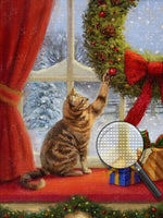 Katze Weihnachtskranz Diamond Painting