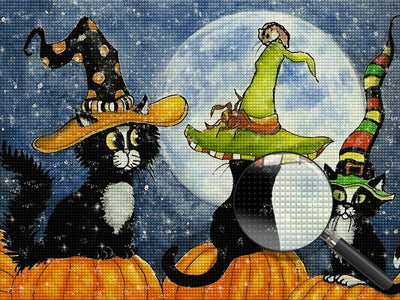 Katzen an Halloween Diamond Painting