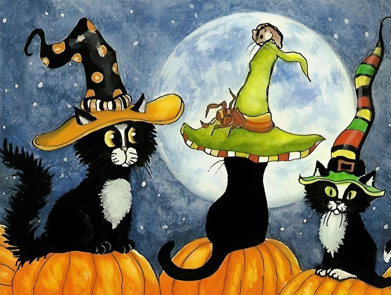 Katzen an Halloween Diamond Painting
