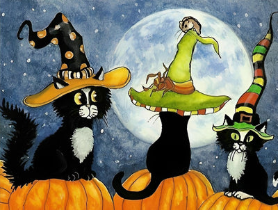 Katzen an Halloween Diamond Painting
