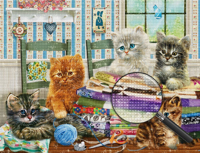 Katzen auf dem Tuch Diamond Painting