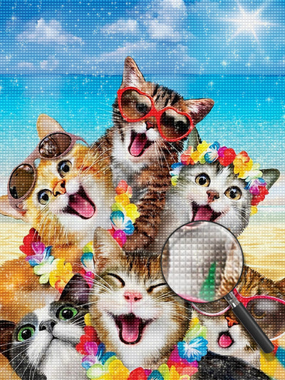 Katzen im Urlaub am Meer Diamond Painting