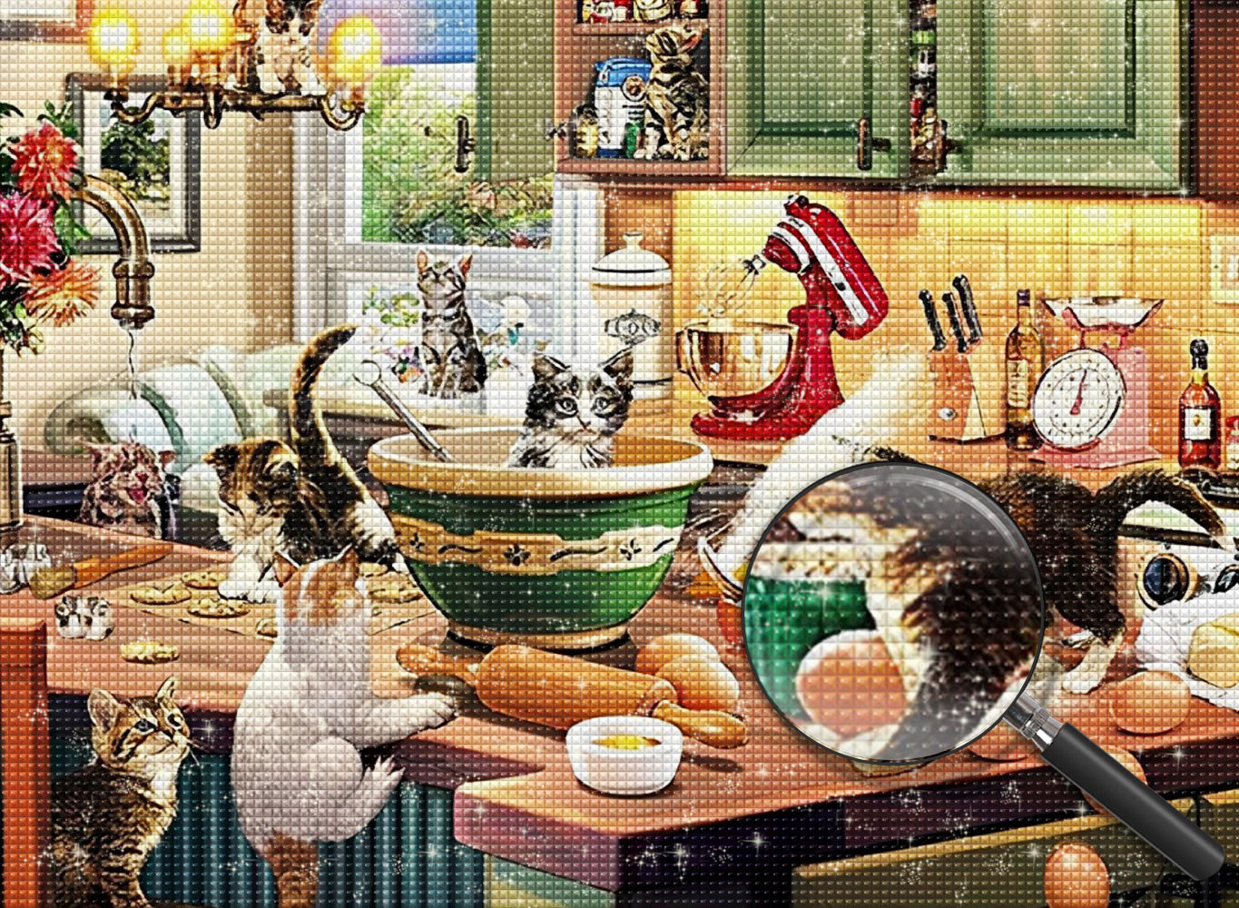 Katzen in der Küche Diamond Painting