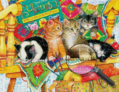 Katzen und bunte Fadenkügel Diamond Painting