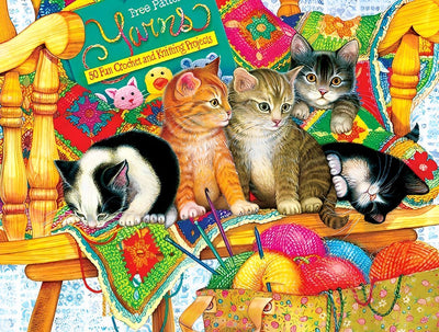 Katzen und bunte Fadenkügel Diamond Painting