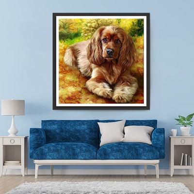 King Charles Spaniel auf dem Boden Diamond Painting