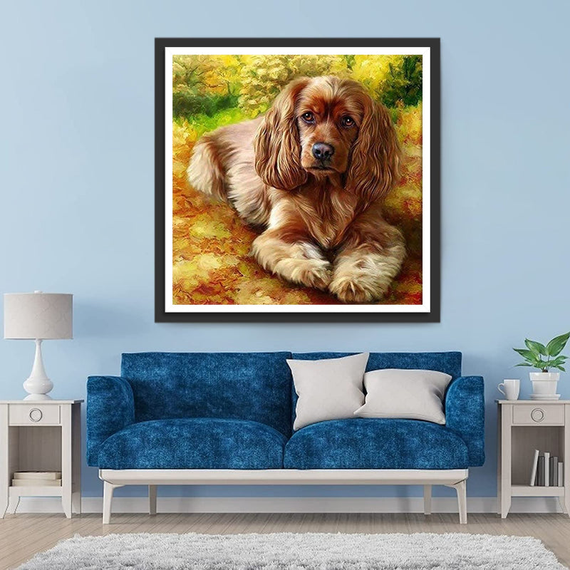 King Charles Spaniel auf dem Boden Diamond Painting