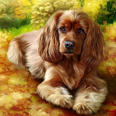 King Charles Spaniel auf dem Boden Diamond Painting