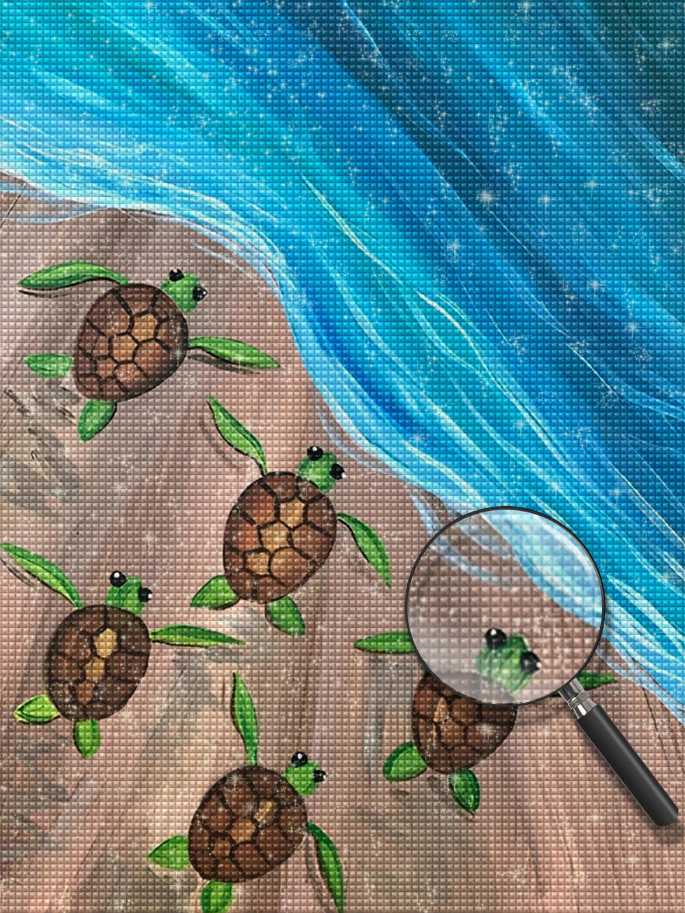 Kleine Meeresschildkröten am Meer Diamond Painting