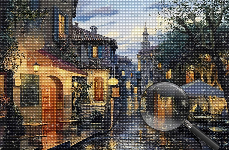 Kleinstadt nach dem Regen Diamond Painting