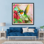 Kolibris und rote Blumen Diamond Painting