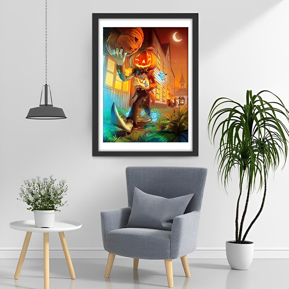 Kürbislaternen Dämon Diamond Painting
