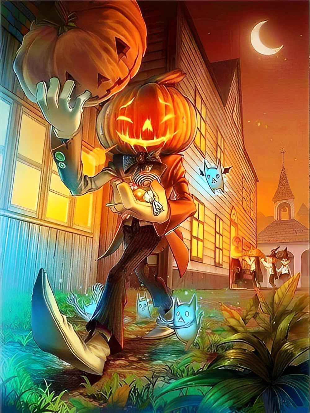 Kürbislaternen Dämon Diamond Painting