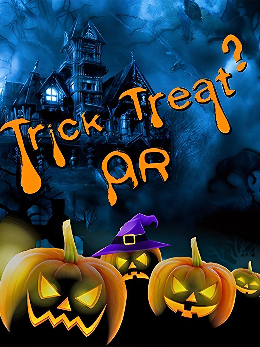 Kürbislaternen und Schloss Diamond Painting