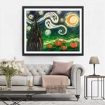 Kürbisse und Geist an Halloween Diamond Painting