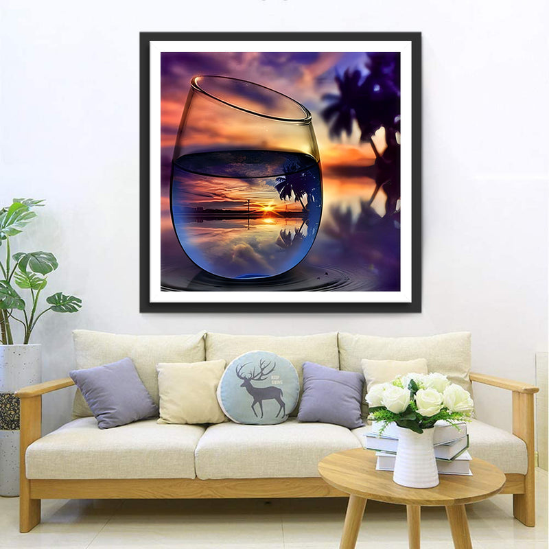 Landschaft beim See im Glas Diamond Painting