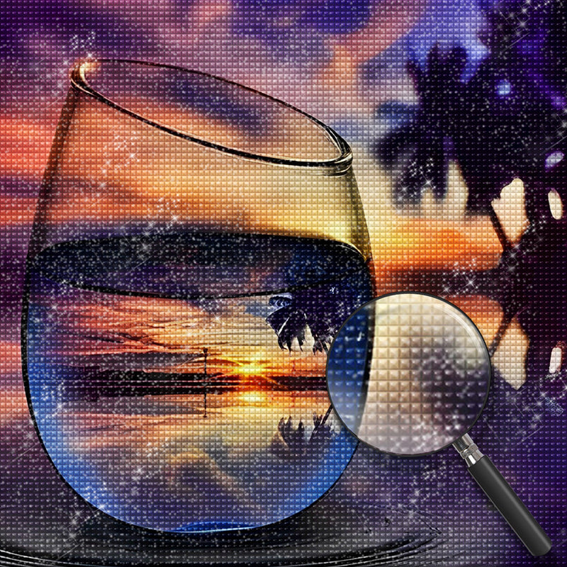 Landschaft beim See im Glas Diamond Painting