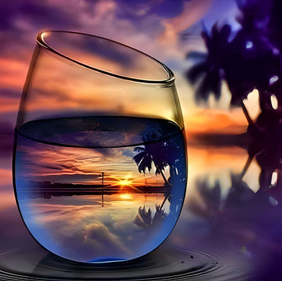 Landschaft beim See im Glas Diamond Painting