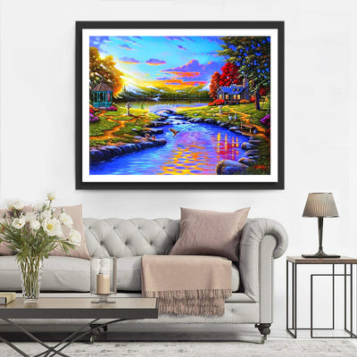 Landschaft entlang des Baches Diamond Painting