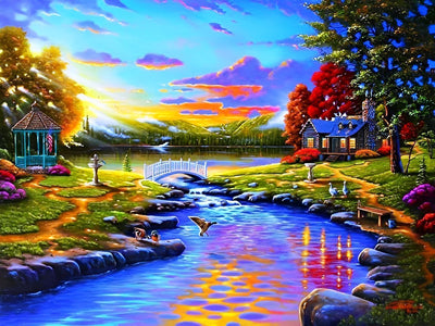 Landschaft entlang des Baches Diamond Painting