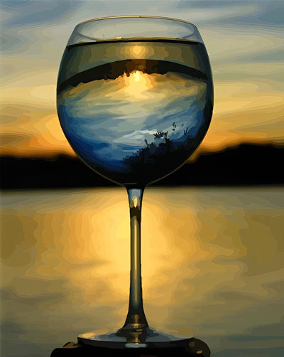 Landschaft gegen Abend im Glas Diamond Painting