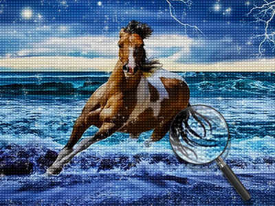 Laufendes Braunpferd auf dem Meer Diamond Painting