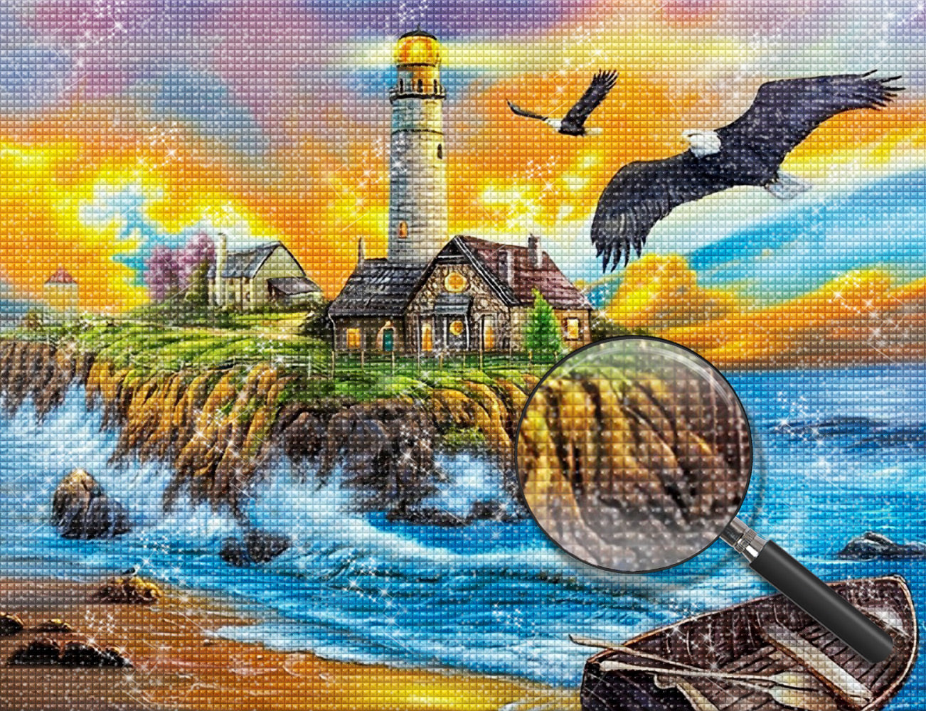 Leuchtturm Adler Meer Diamond Painting