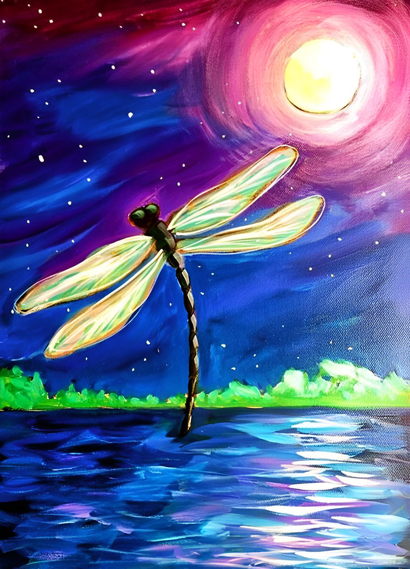 Libelle in der Nacht Diamond Painting