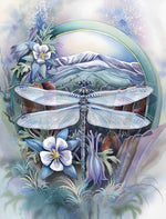 Libelle und weiße Blumen Diamond Painting