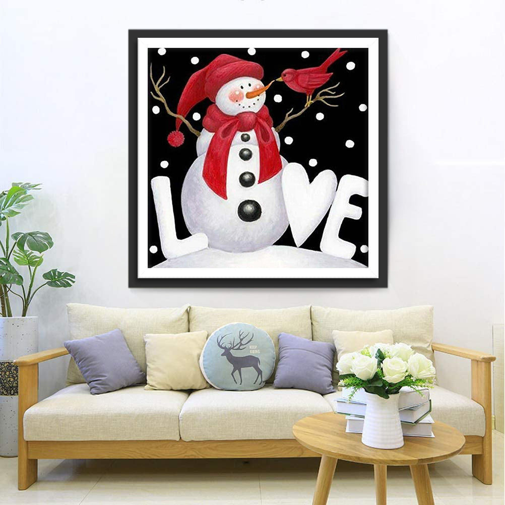 Liebe Schneemann Vogel Diamond Painting