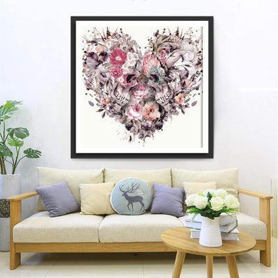 Liebe Totenkopf Blumen Diamond Painting