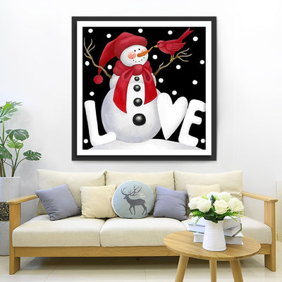 Liebe und Weihnachtlicher Schneemann Diamond Painting