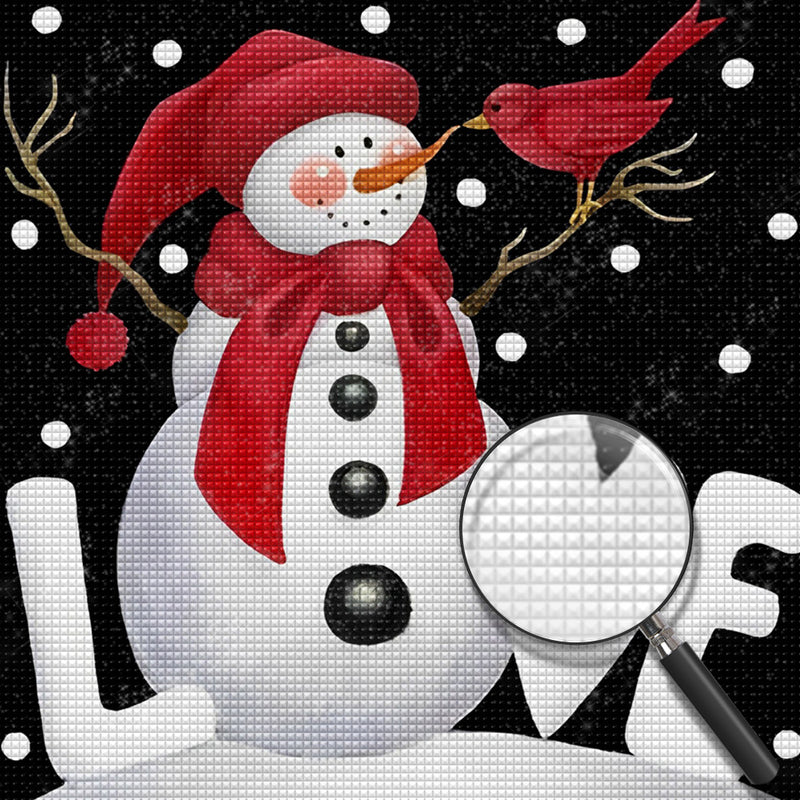 Liebe und Weihnachtlicher Schneemann Diamond Painting