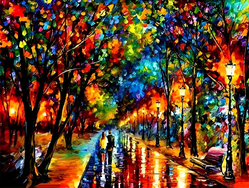 Liebespaar Straße Nacht Diamond Painting