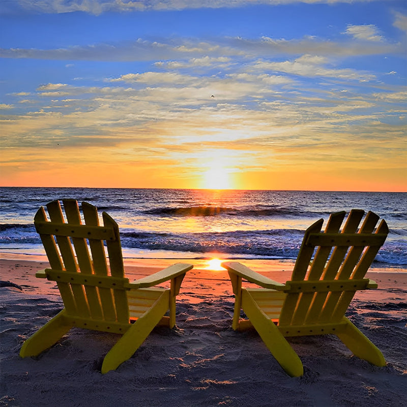 Liegestuhl Strand Sonnenuntergang Diamond Painting