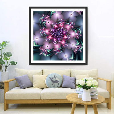 Lila Blumen Mandala Diamond Painting