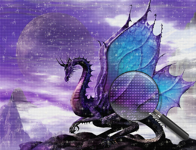 Lila Drache mit Flügeln Diamond Painting