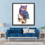 Lila Eule und Traumfänger Diamond Painting